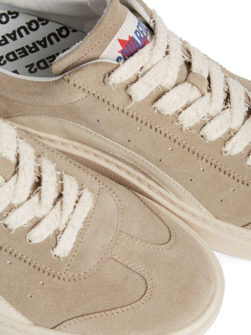 Dsquared2 Grey And White Calfskin Low-Top Sneakers