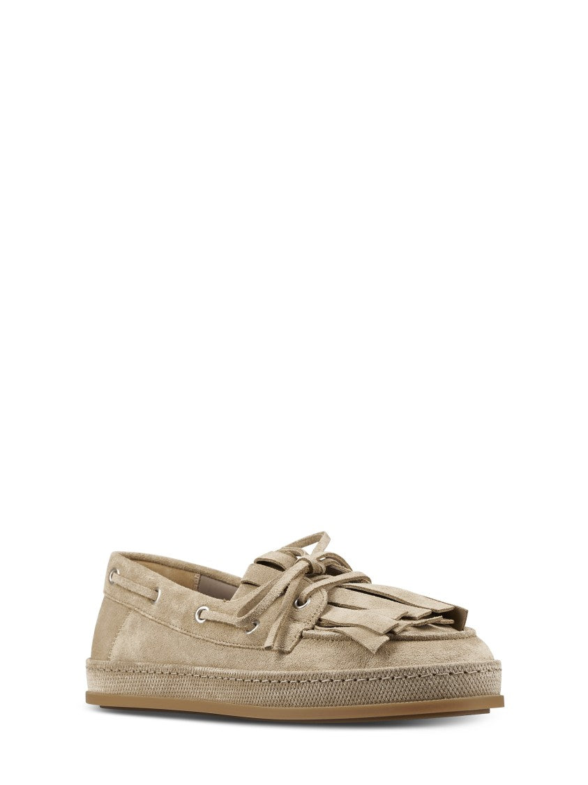 Hogan Refined Suede Flat Shoes With Lace-Through Detail