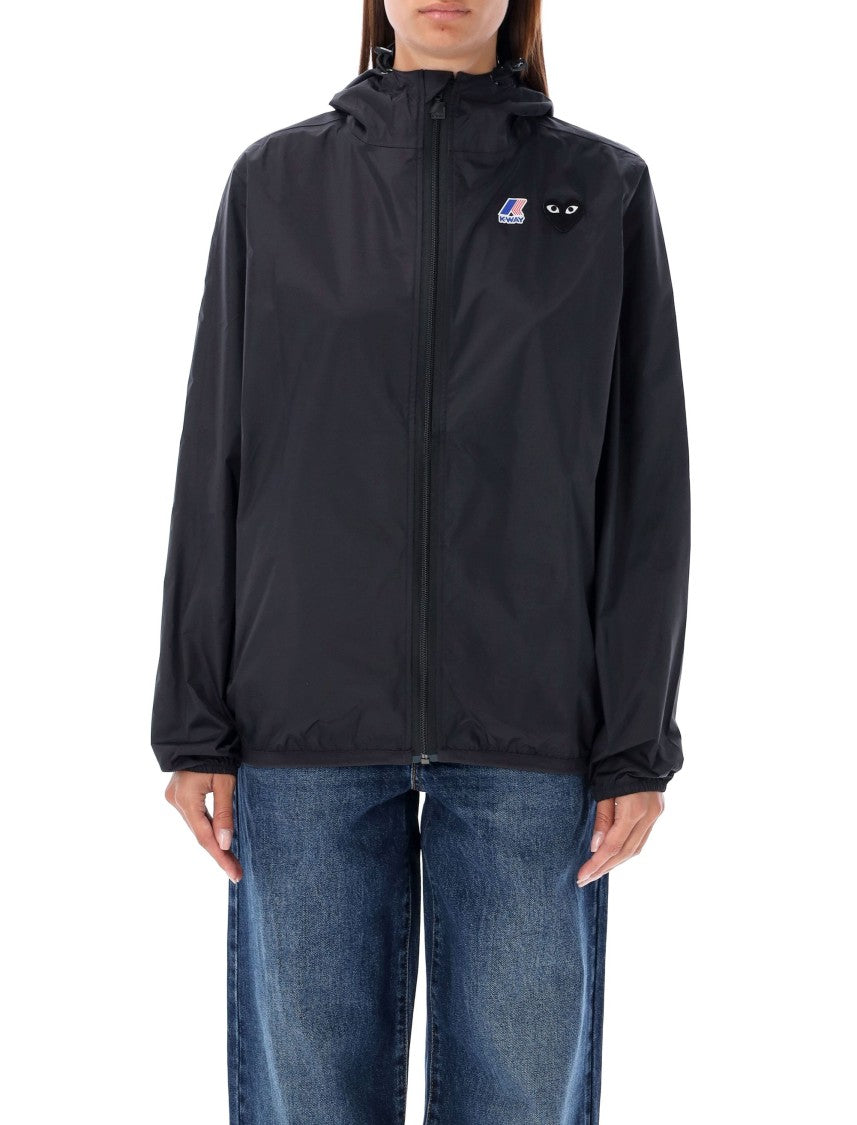 Comme Des Garçons Minimalist Full Zip Jacket With Hood And Subtle Branding