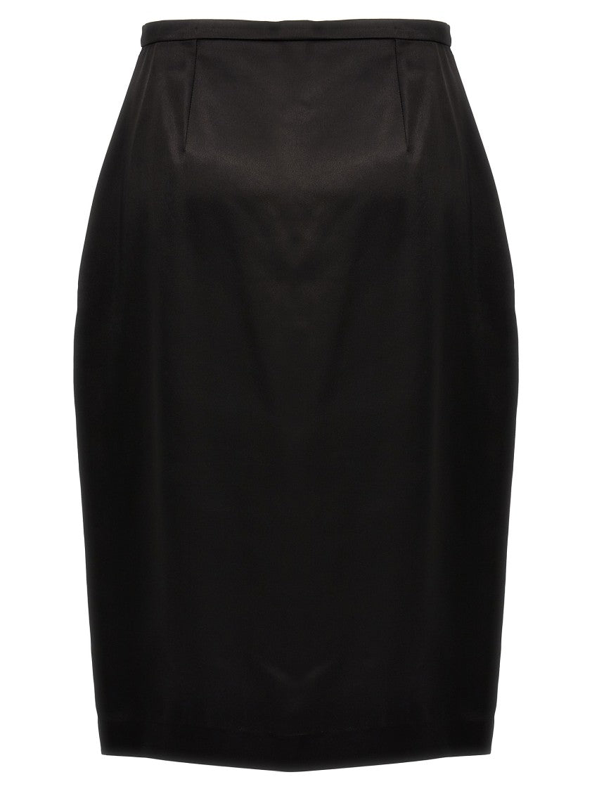 Saint Laurent Viscose Satin Pencil Skirt