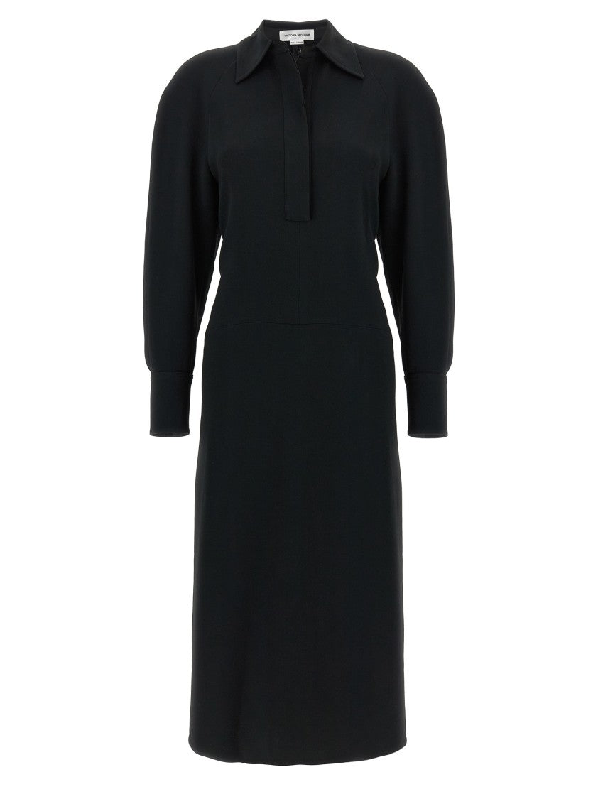 Victoria Beckham Long Sleeve Polo Collar Midi' Dress