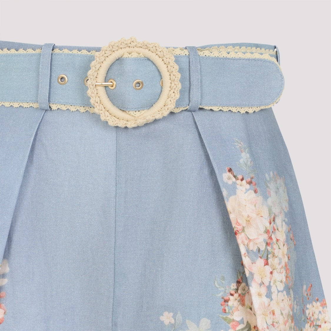 Zimmermann Cascadian Tuck Light Blue Ramie Shorts