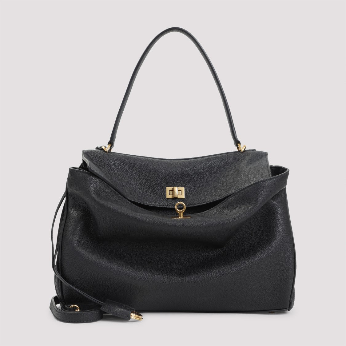 Balenciaga Rodeo M Black Grained Leather Shoulder Bag