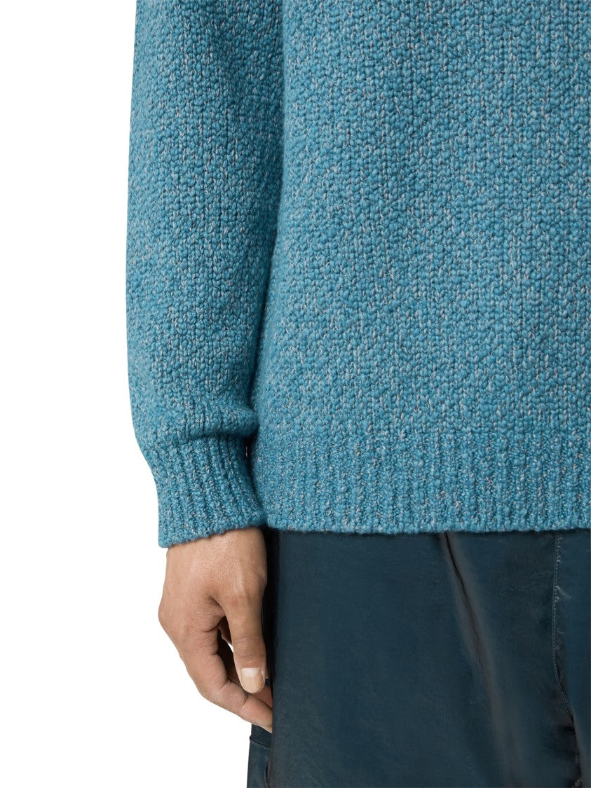 Stone Island Textured Knit Sweater With Distinctive Sleeve Patch