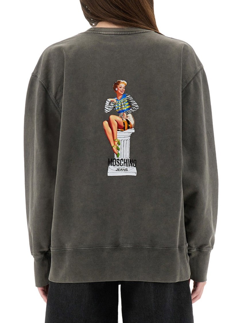 Moschino Relaxed Fit Cotton Sweatshirt With Front Logo