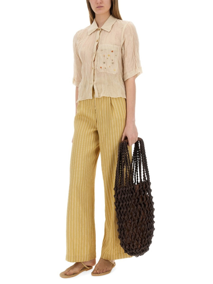 Alysi Striped Satin Tailored Pants