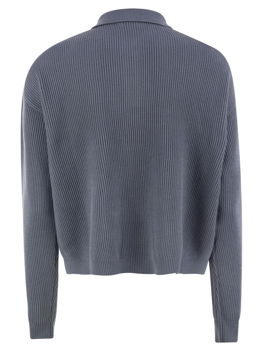 Brunello Cucinelli English Rib Cotton Polo-Style Jersey With Jewellery