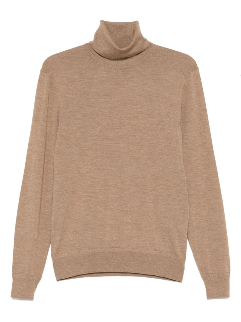 Tom Ford Beige Turtleneck Sweater With Ribbed Details