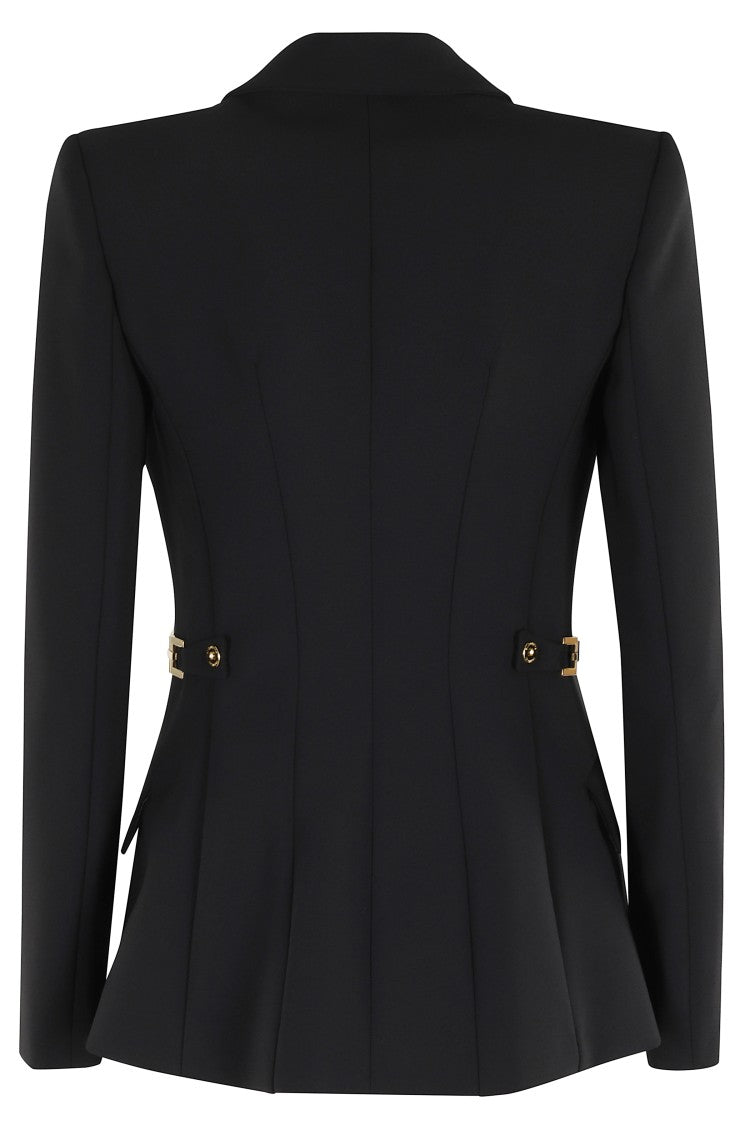 Elisabetta Franchi Single-Breasted Tailored Blazer With Gold-Tone Accents