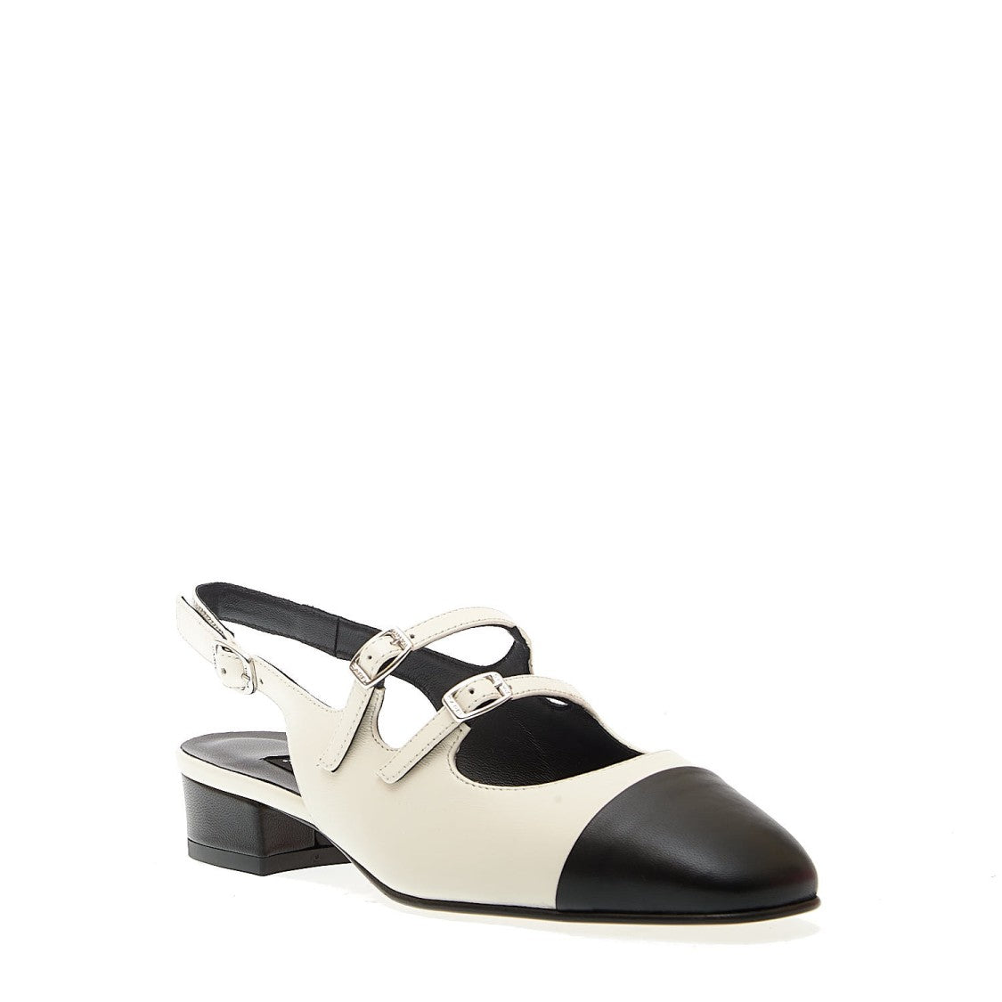 Carel Paris Slingback Tacco 20Mm Pelle Beige Punta Nera