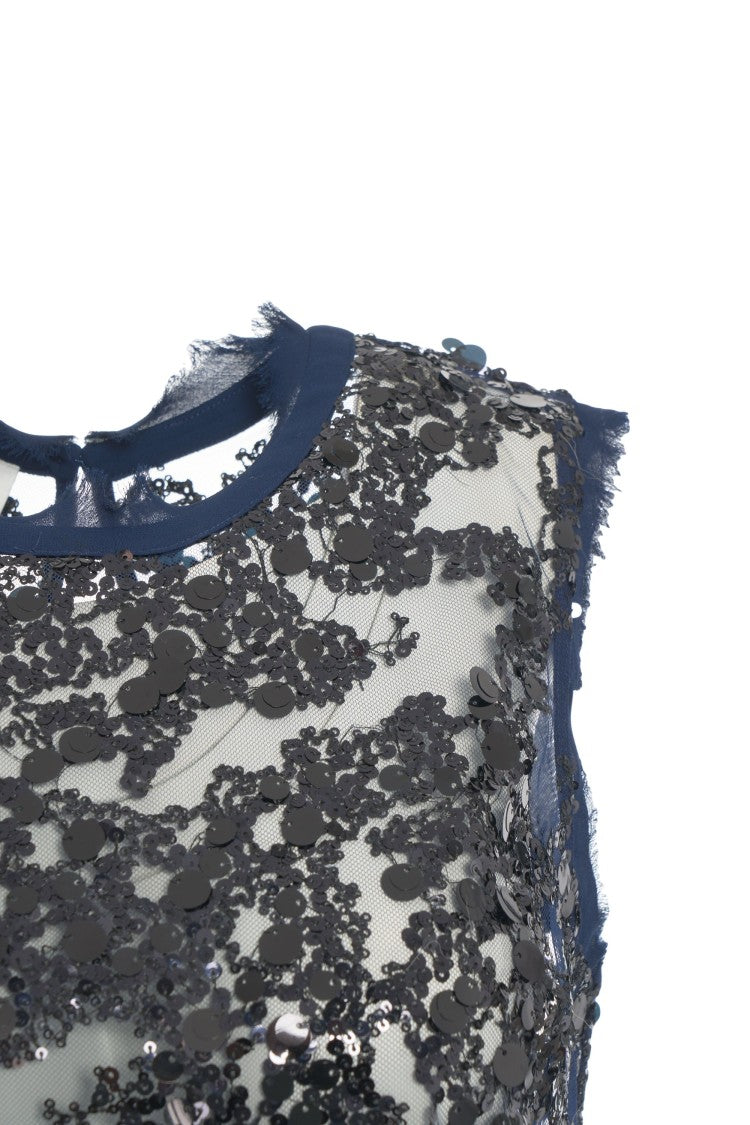 Baum Und Pferdgarten Sequined Sleeveless Top With Fringe Detailing