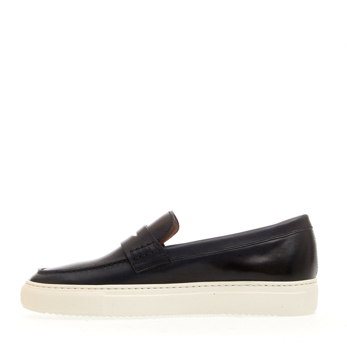 Doucal's Blue Leather Slipon On White Background