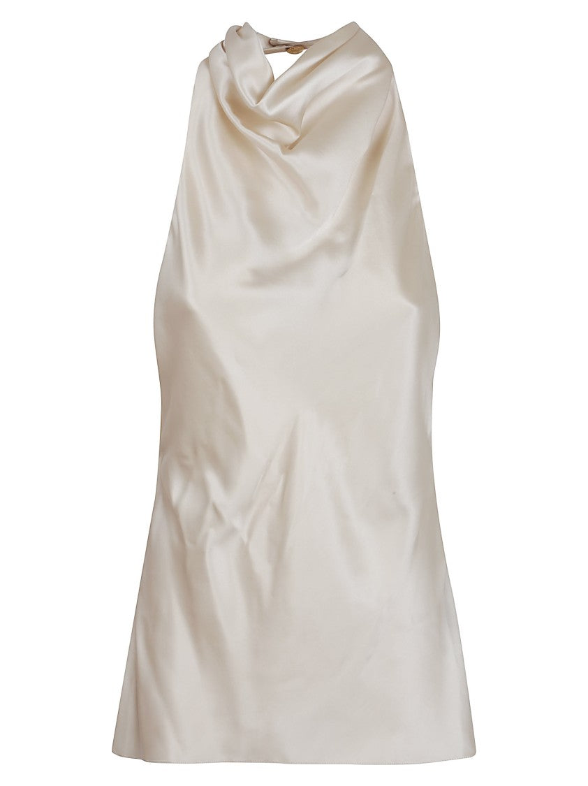 Balmain Crépon-Effect Satin Top