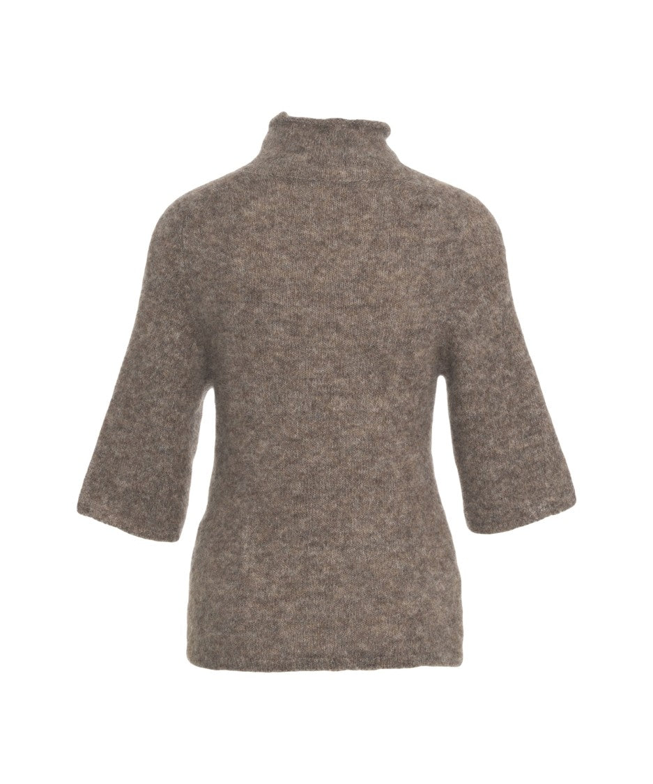 Second Female High Turtleneck Knitwear Sweater With Elbow-Length Sleeves