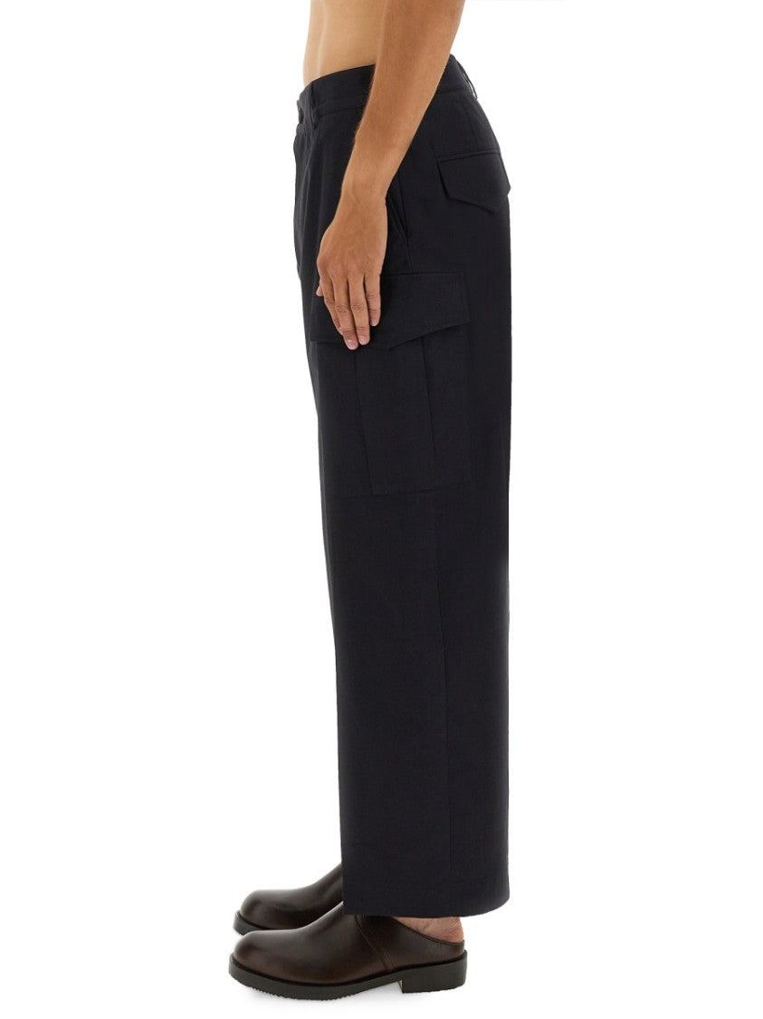 Studio Nicholson Blue Cotton Cargo Pants With Relaxed Fit