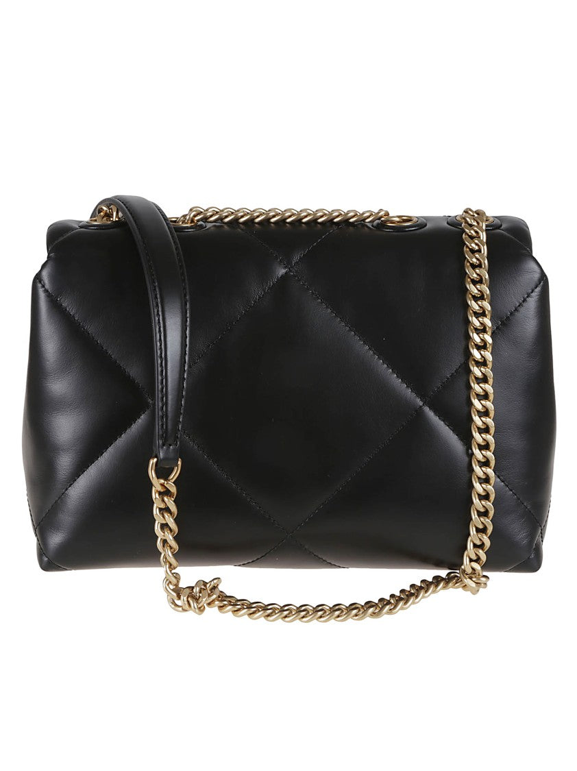 Tory Burch Black Kira Diamond Quilt Convertible Soft Leather Bag