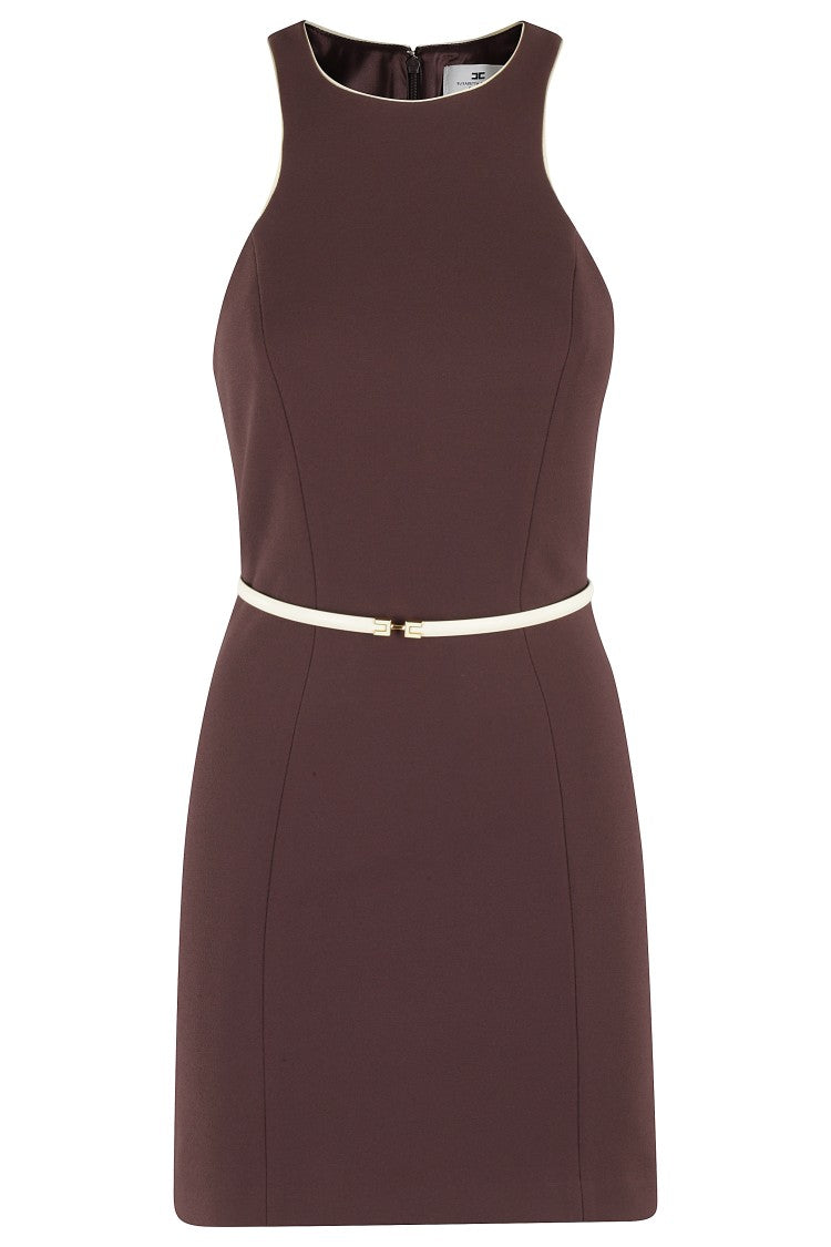 Elisabetta Franchi Mini Dress With High Neckline And Removable Belt