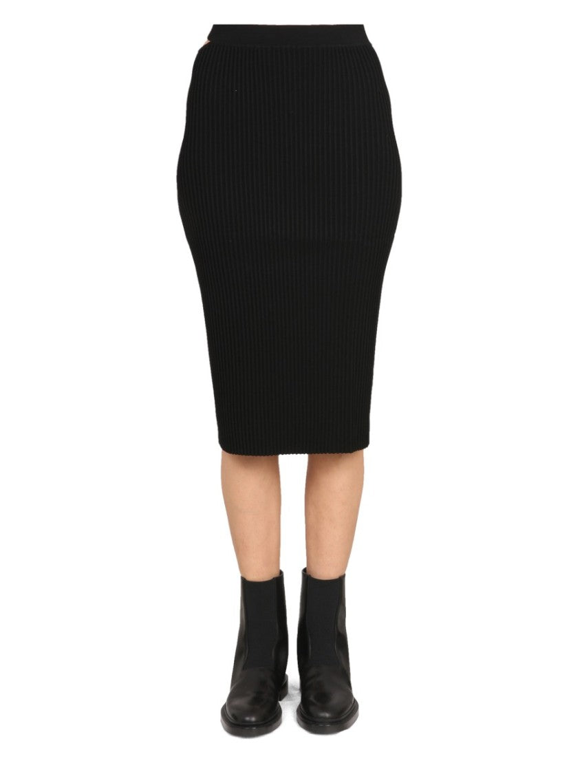 Helmut Lang Asymmetrical One-Shoulder Black Midi Dress