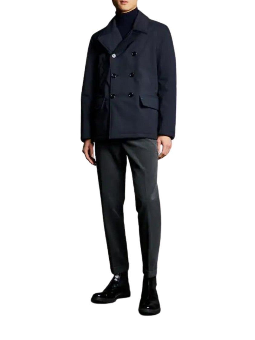 Fay Urban-Inspired Black Peacoat With Technical Taffeta Fabric