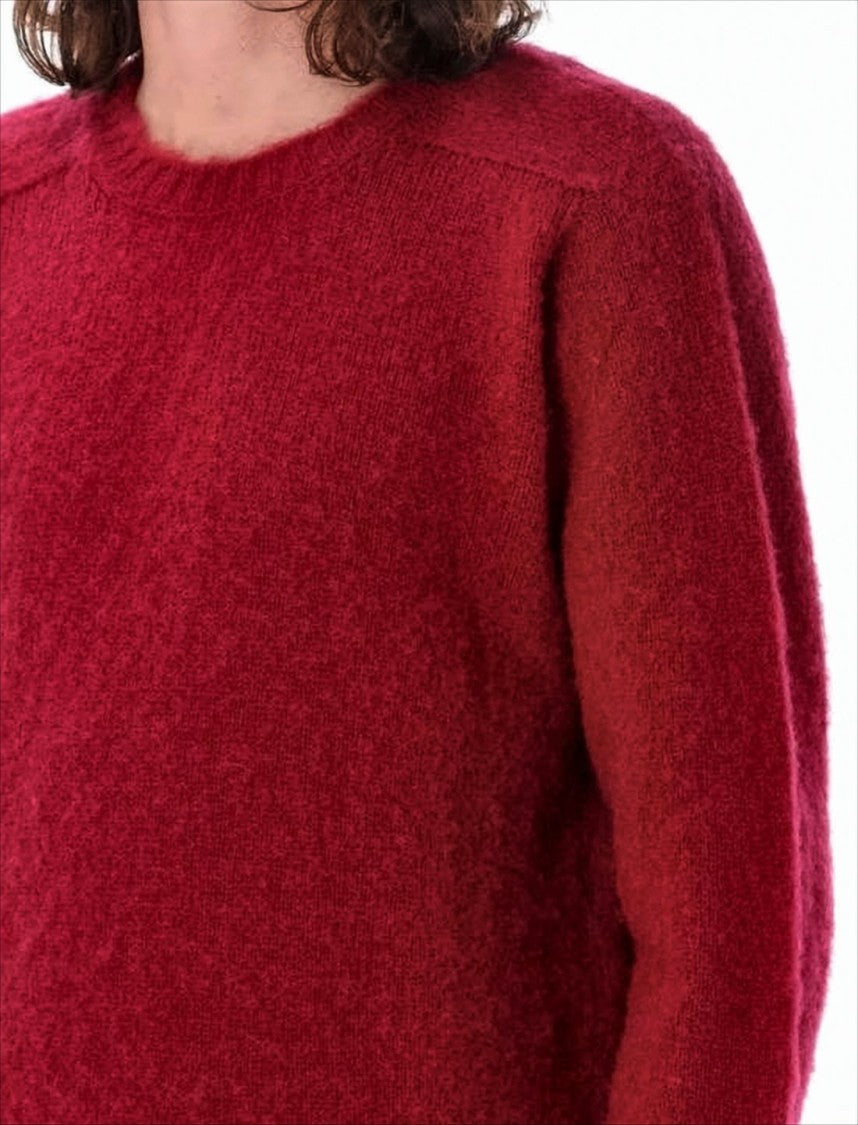 Howlin Classic Red Wool Sweater With Crew Neckline And Ribbed Detailing