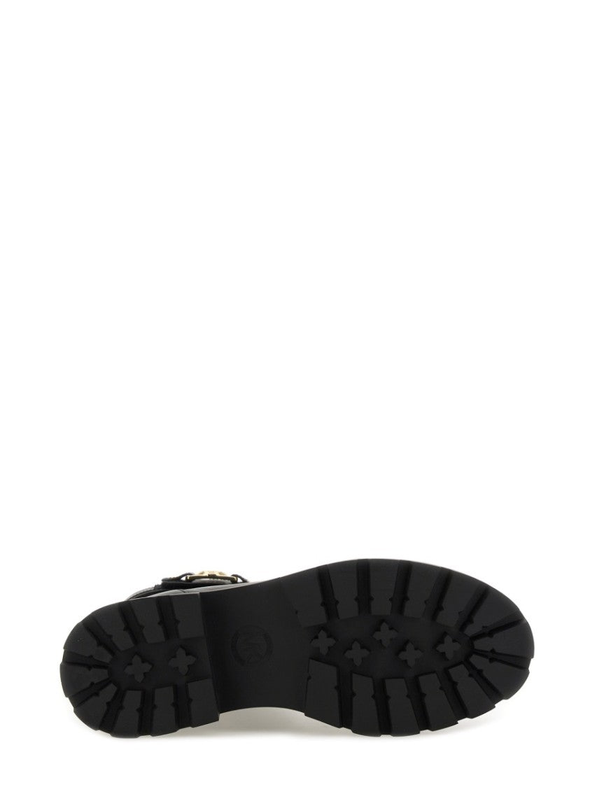 Michael Michael Kors Lace-Up Black Cow Leather Platform Boots