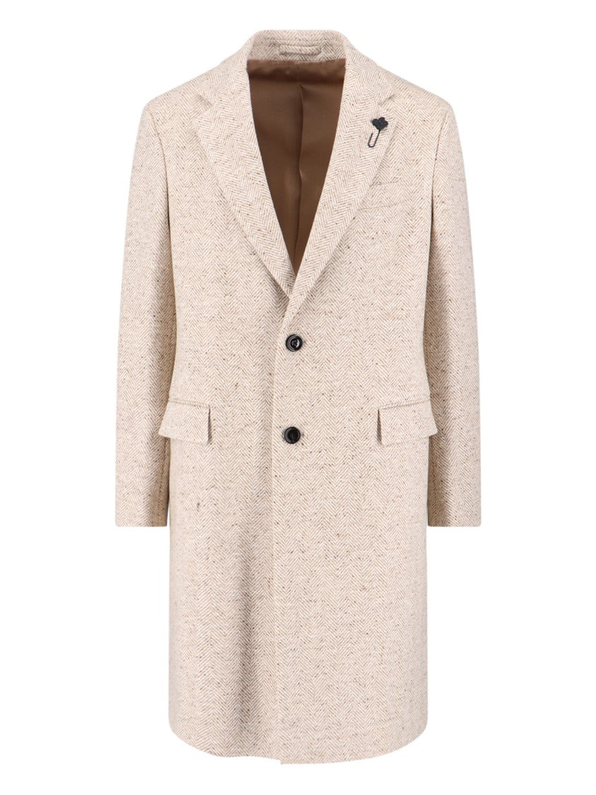 Lardini Single-Breasted Coat – Beige