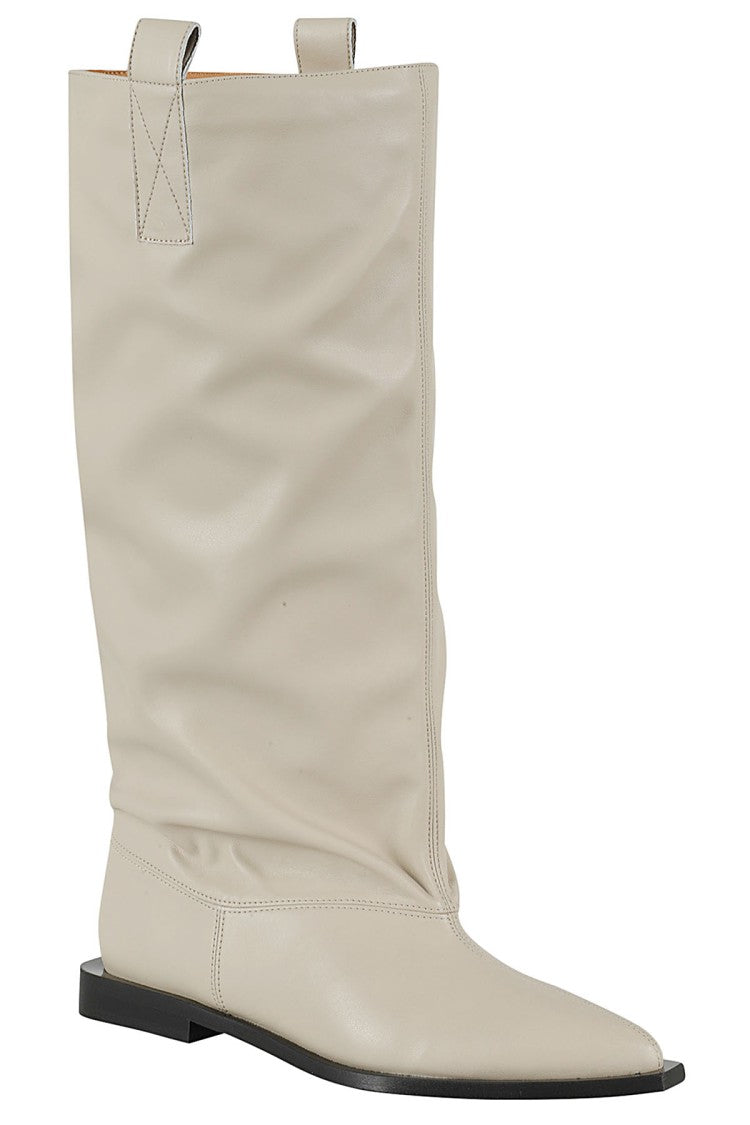 Ganni Western Wide Slouchy Flat Tubular Boot