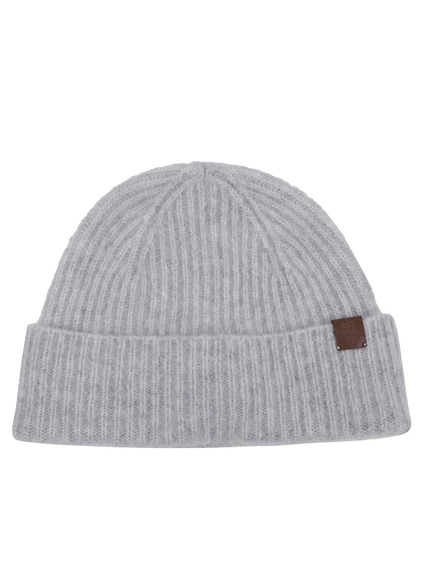 Eleventy Cashmere And Silk Ribbed Knit Hat With Folded Brim