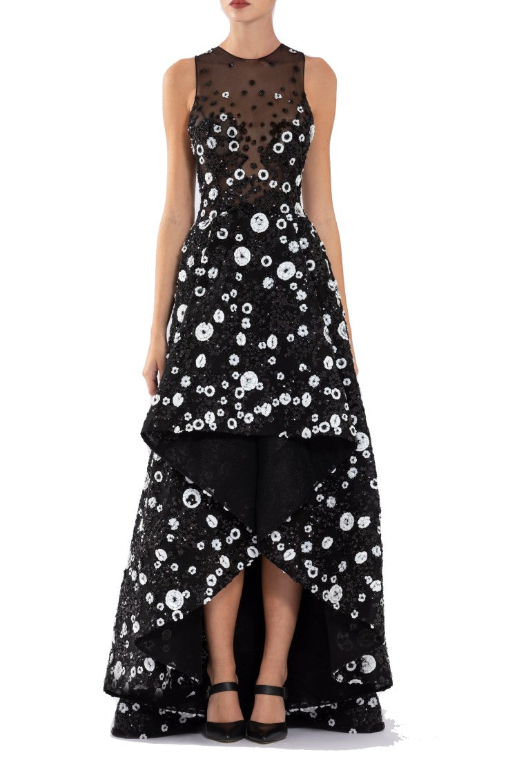 Saiid Kobeisy Tulle, High-Low Dress With Dotted Beading