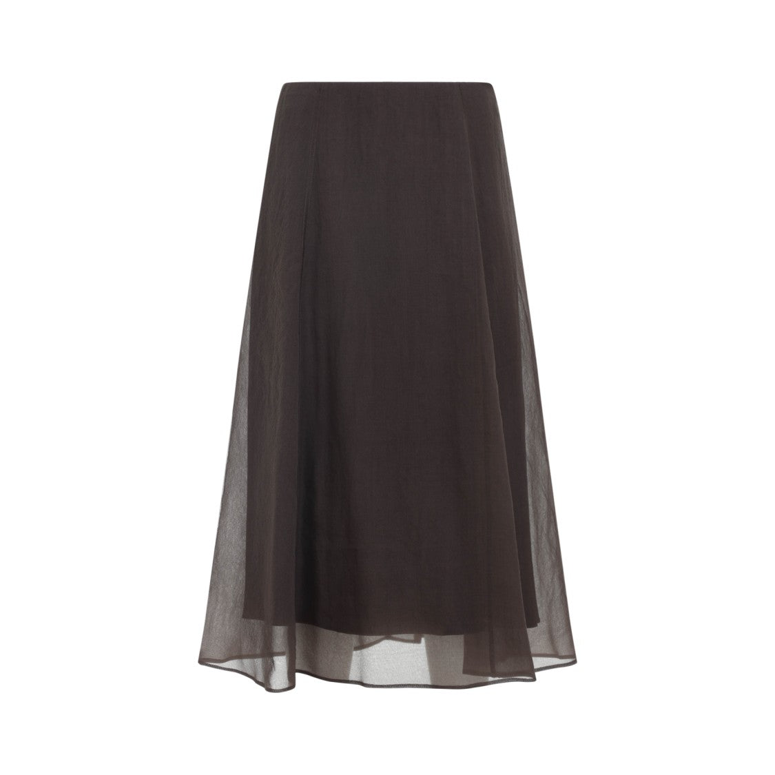Brunello Cucinelli Dark Chocolate Silk Midi Skirt