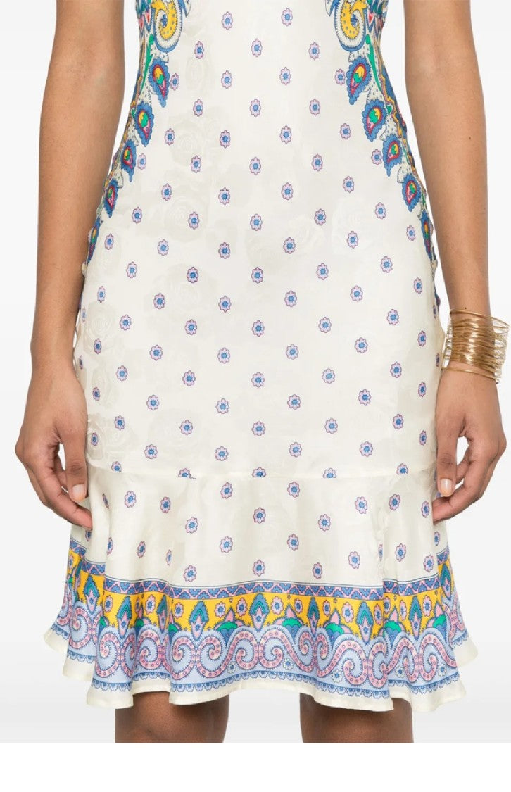 Etro Patterned Mini Dress With Ruffled Hem