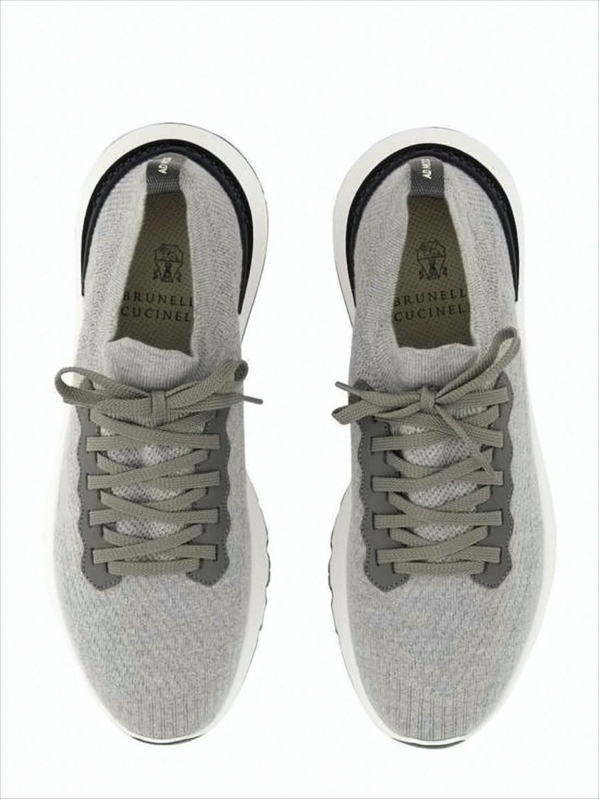 Brunello Cucinelli Knitted Cotton Low-Top Sneakers