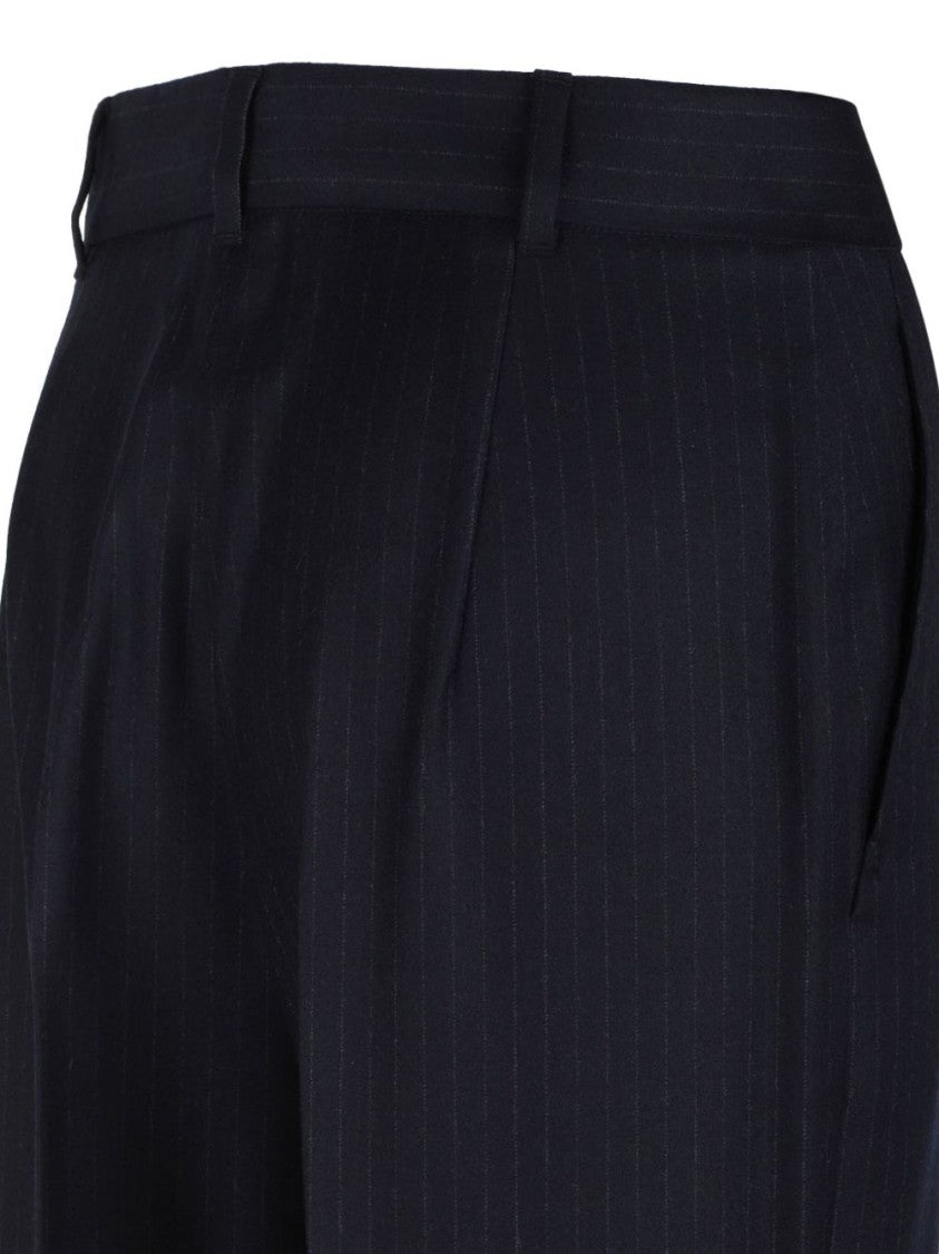 Max Mara Tailored Blue Trousers With Flared Hem