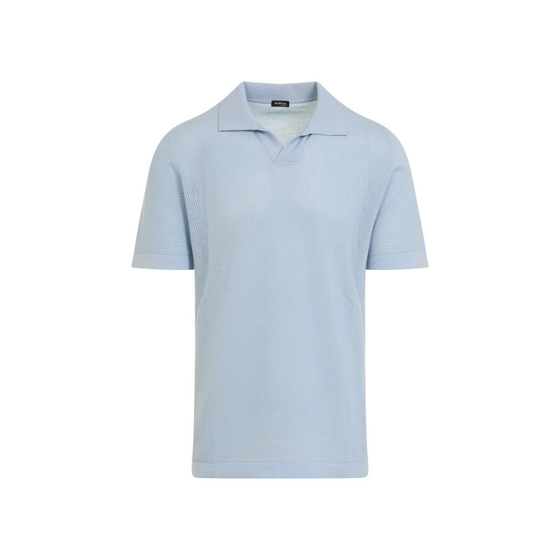 Kiton Textured Knit Polo T-Shirt In Light Blue