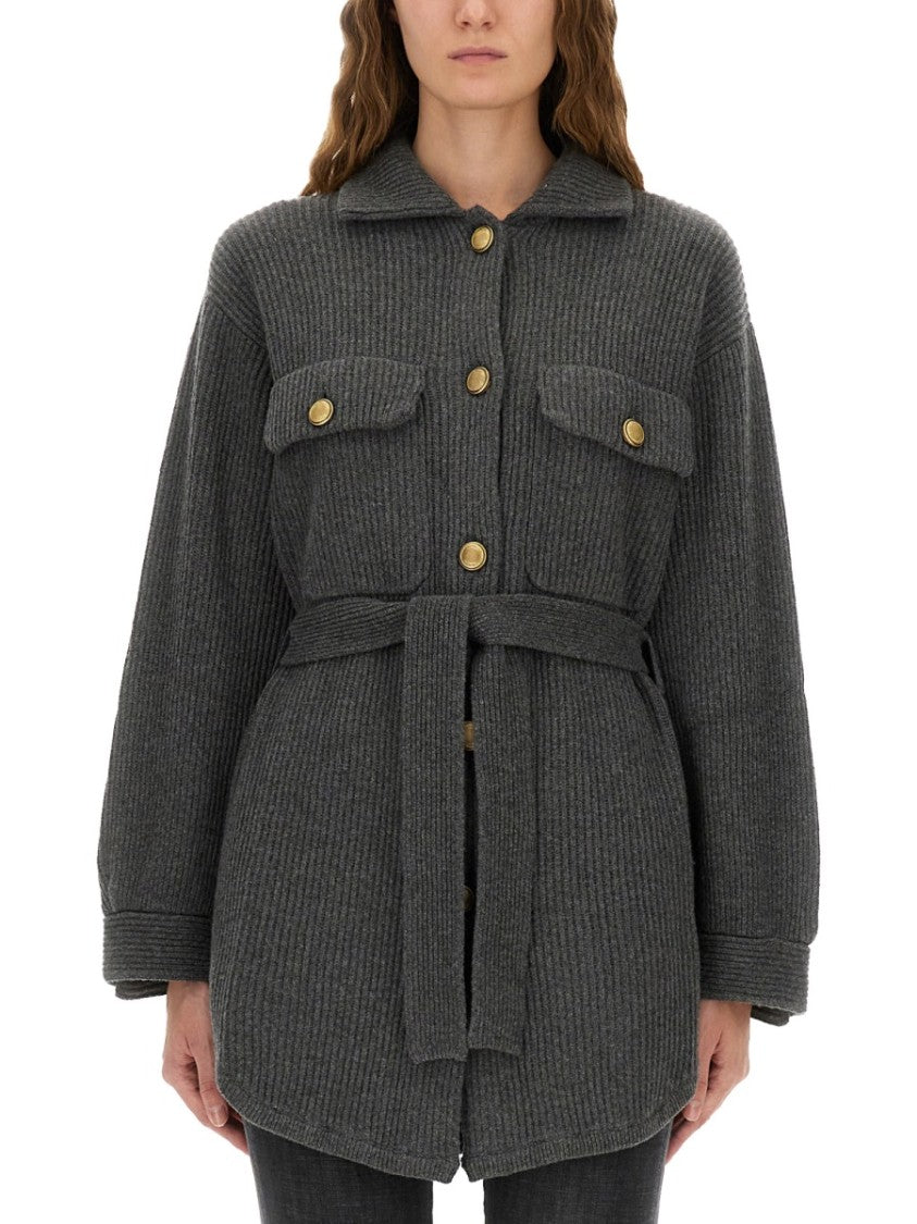 Brunello Cucinelli Belted Ribbed Knit Cardigan