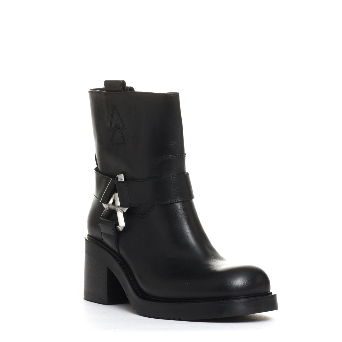 Elena Iachi Low Biker Buckles And Zipper Silver Heel 60 Mm
