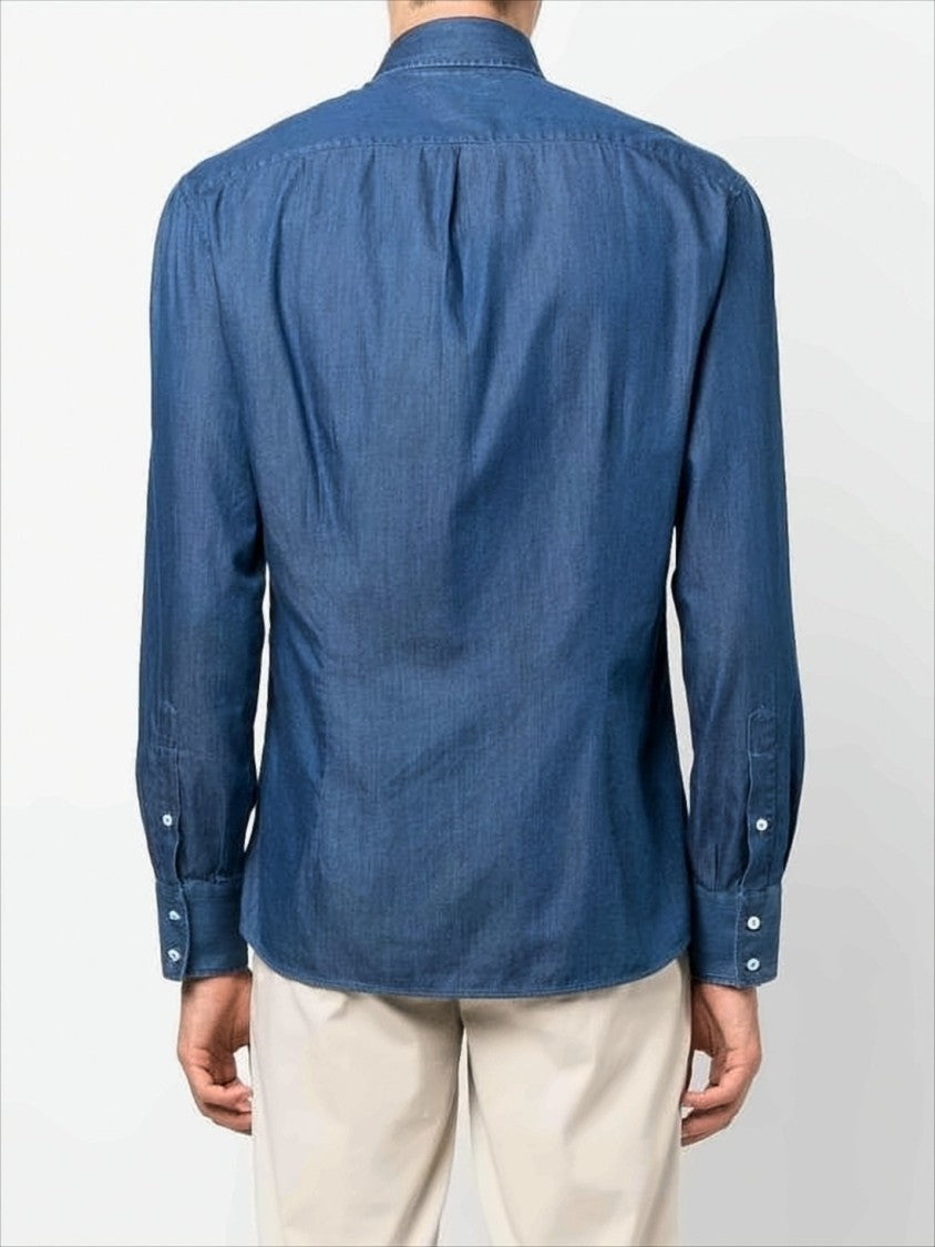 Brunello Cucinelli Medium Blue Cotton Long-Sleeve Shirt