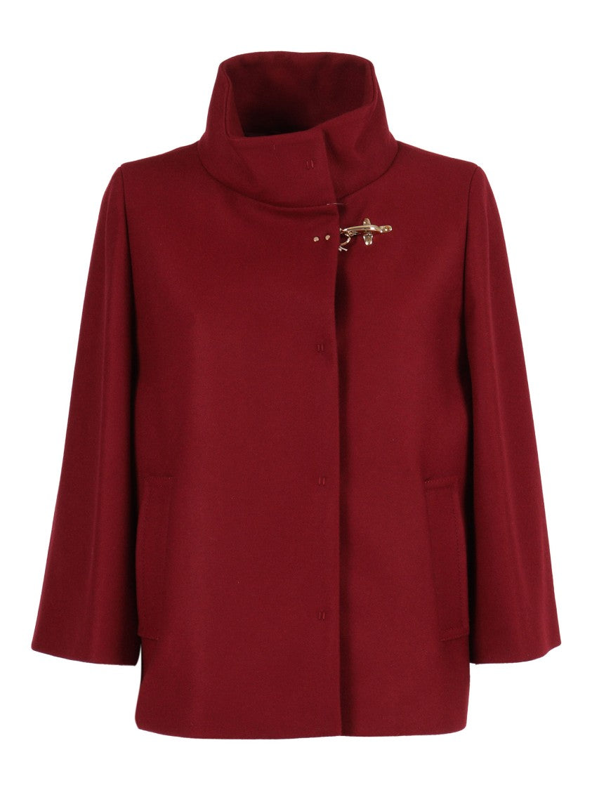 Fay Lined Wool Blend Cape With Hook Closure