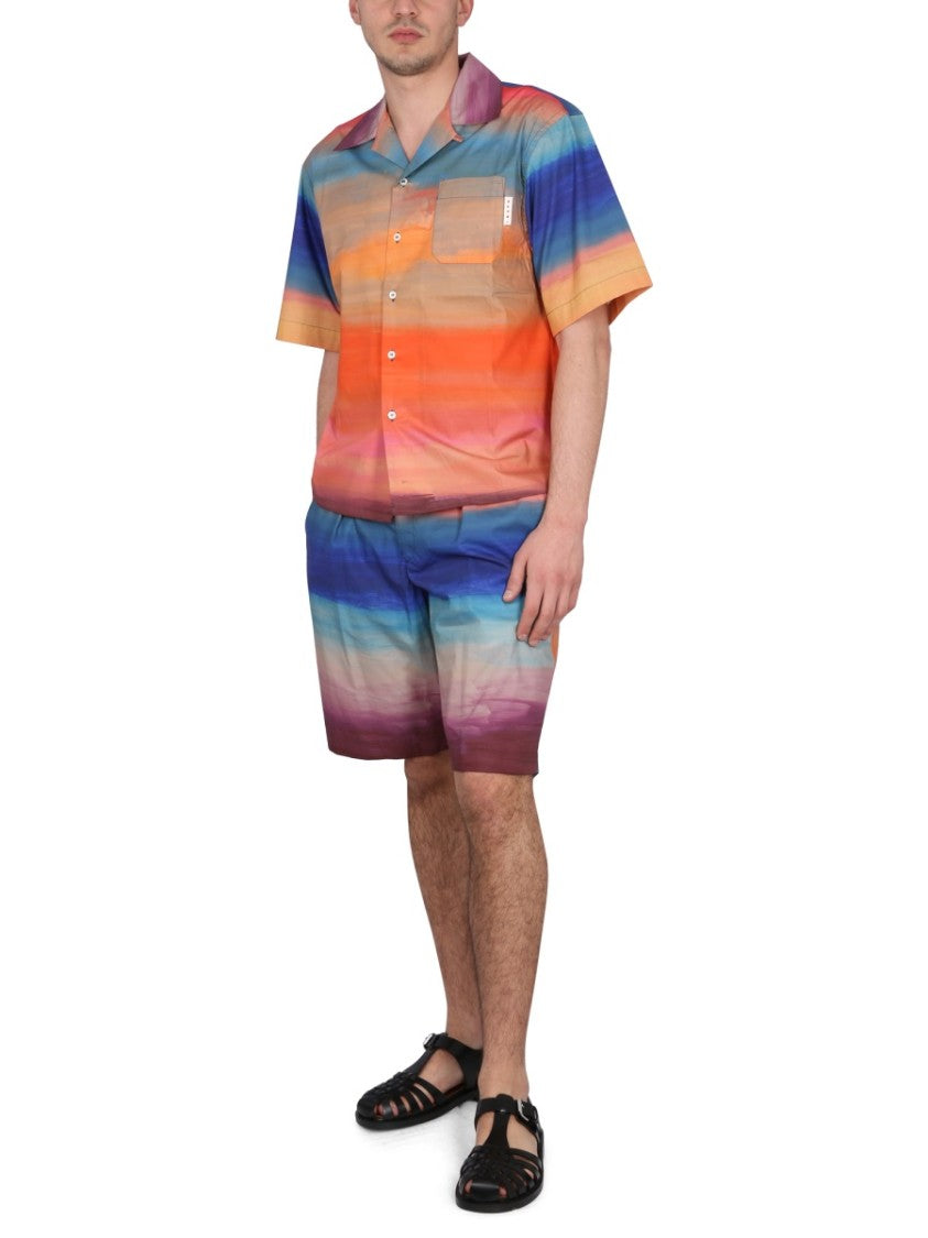 Marni Knee-Length Cotton Bermuda Shorts With Gradient Design