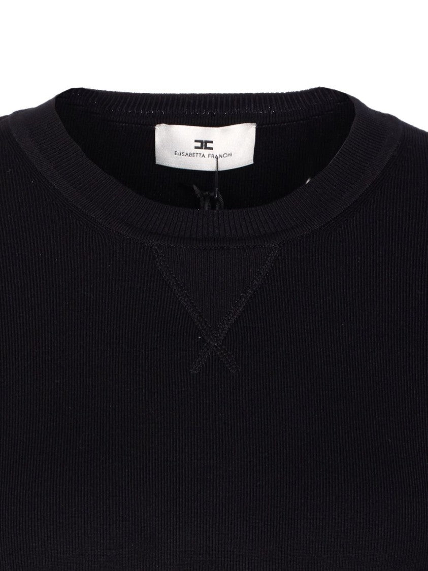 Elisabetta Franchi Graphic-Design Relaxed Fit Sweatshirt With Ribbed Details