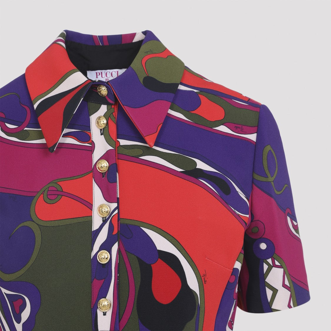 Pucci Multicolor Abstract Print Viscose Mini Dress With Flared Skirt