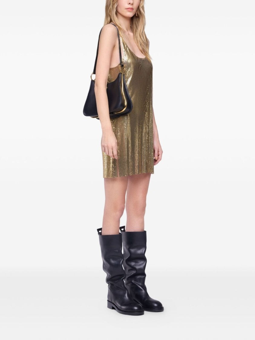 Rabanne Curved Leather Shoulder Bag With Brass Hardware