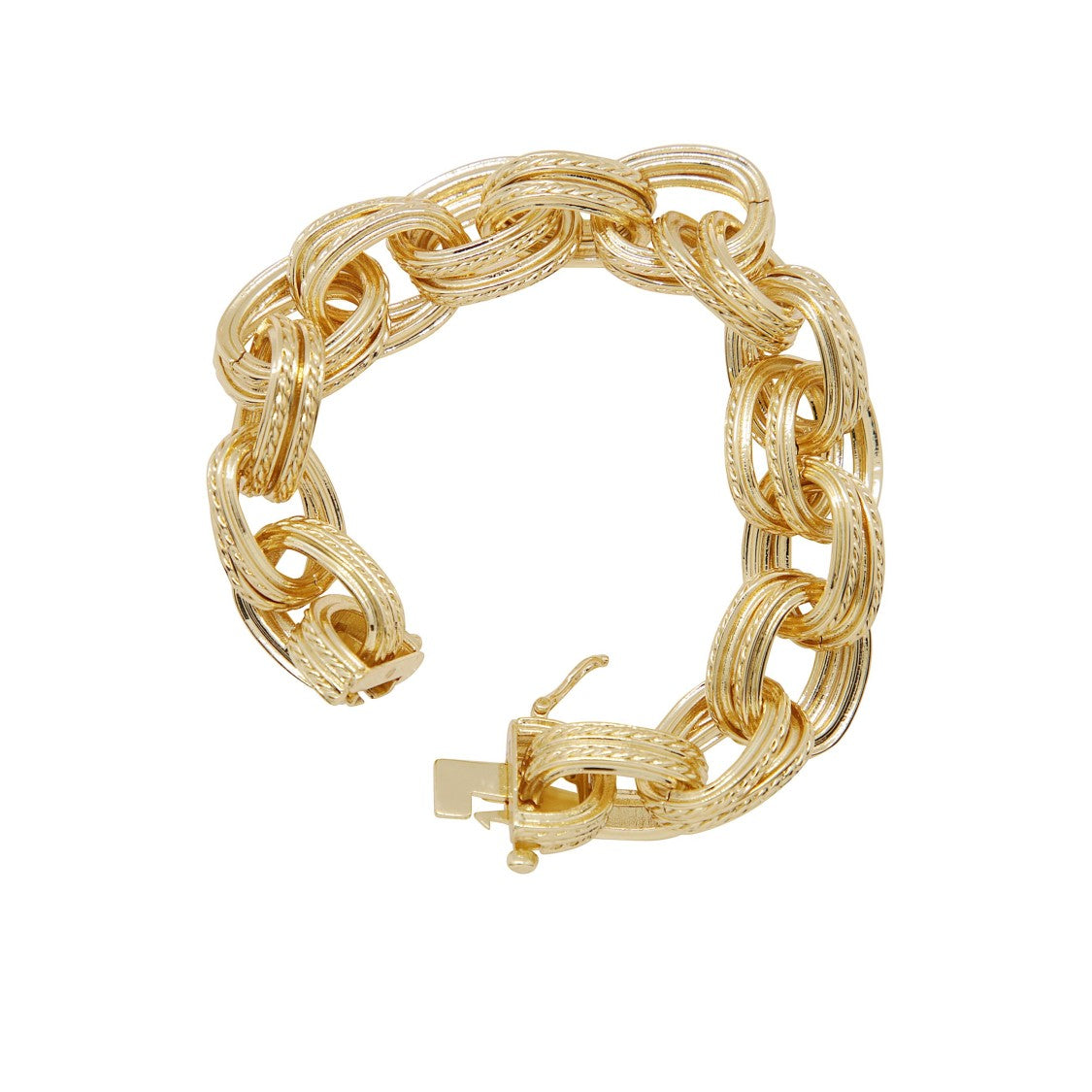 Anine Bing Textured Gold-Link Bracelet With Polished Finish