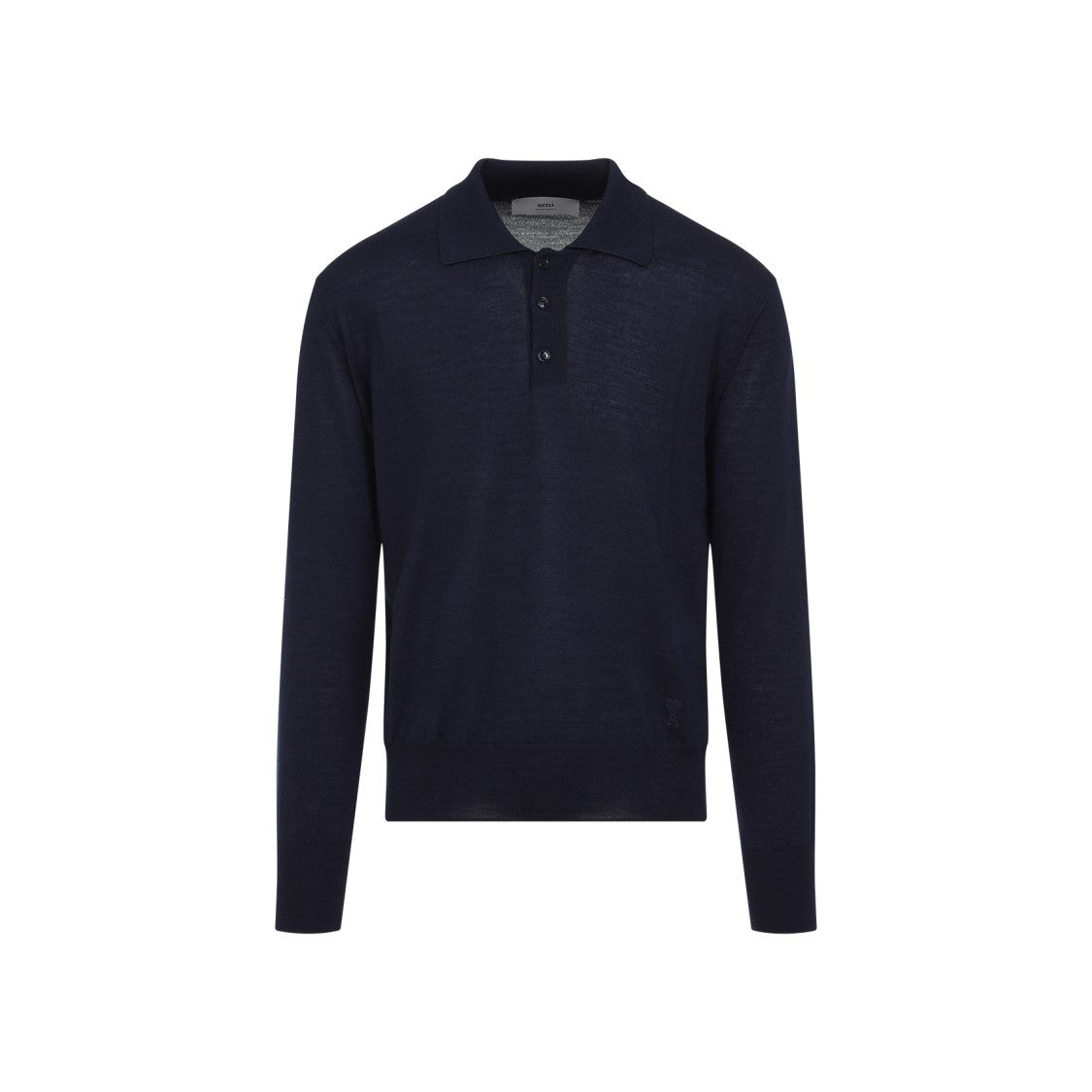 Ami Navy-Blue Wool Tonal Adc Polo