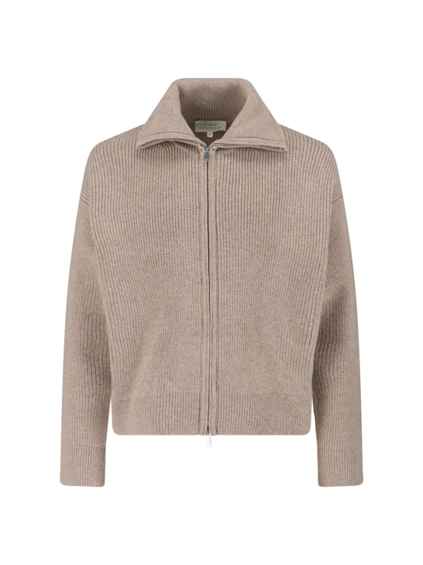 Studio Nicholson Classic Beige Knit Sweater With Ribbed Cuffs And Hem