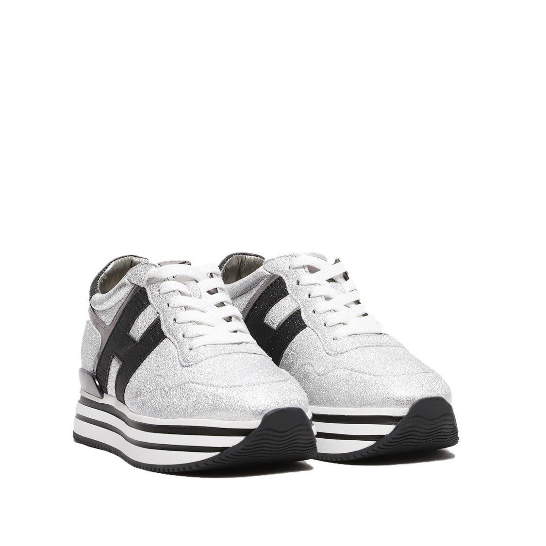 Hogan Metallic Silver Midi H222 Sneakers