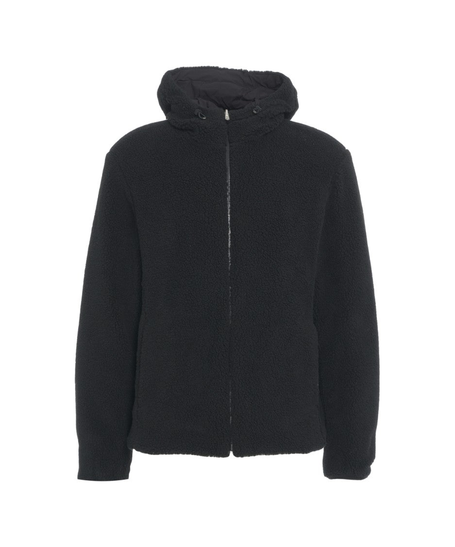 Herno Teddy Jacket With Drawstring Hood And Plush Texture