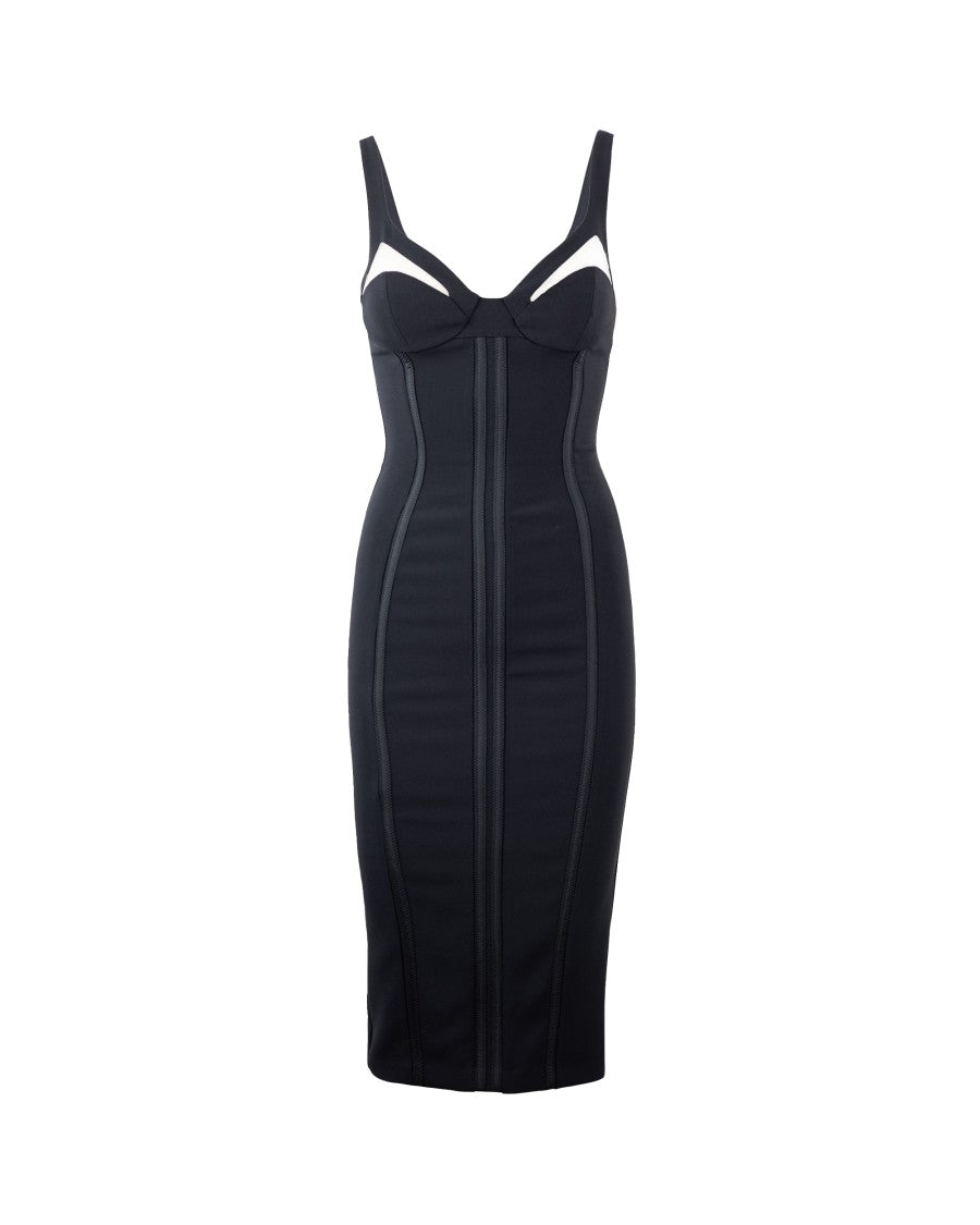 Elisabetta Franchi Lightweight Crepe Dress With Black Tulle