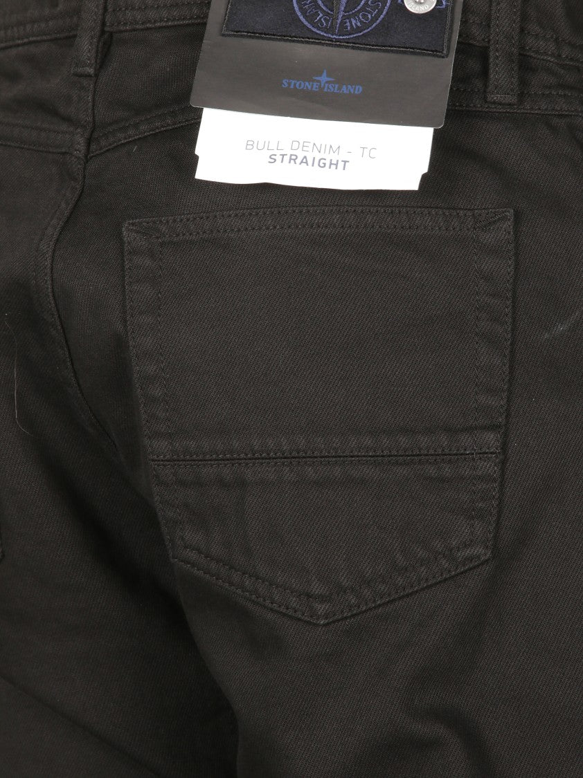 Stone Island Straight-Leg Black Jeans With Five-Pocket Design