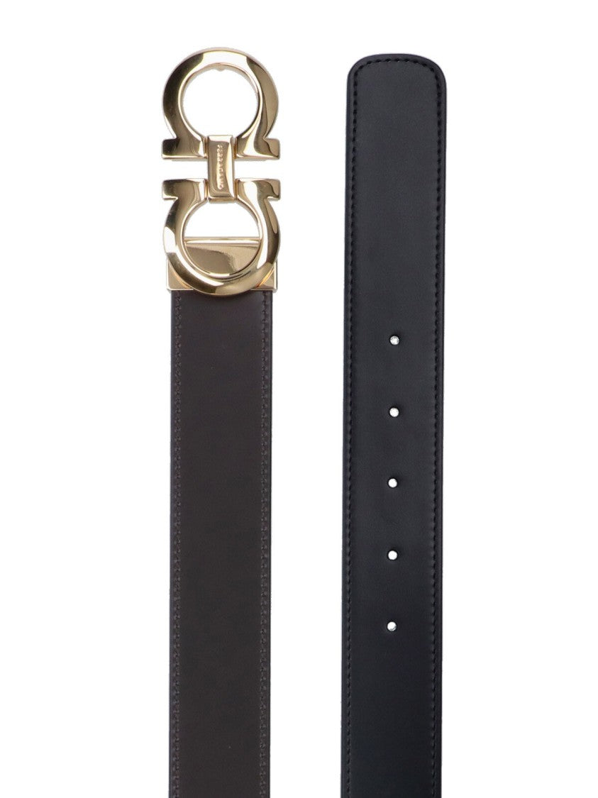 Ferragamo "Gancini" Reversible Belt – Black